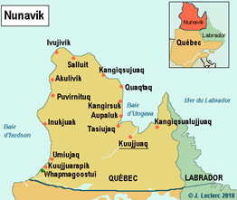 Carte géographique du Nunavik